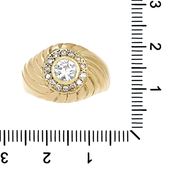 Diamantring, 14K, Gelbgold, Brillanten, Diamanten