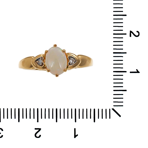 Ring, 14K, Gelbgold, Opal, Diamanten