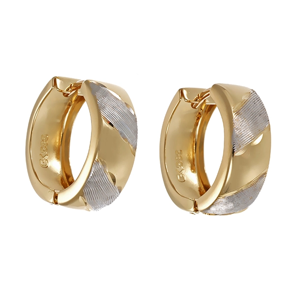 Ohrschmuck, 14K, Gelb-/Weißgold, Creolen