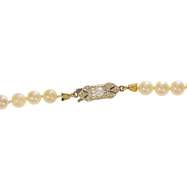 Perlenkette, Schließe 585, Gelb-/Weißgold