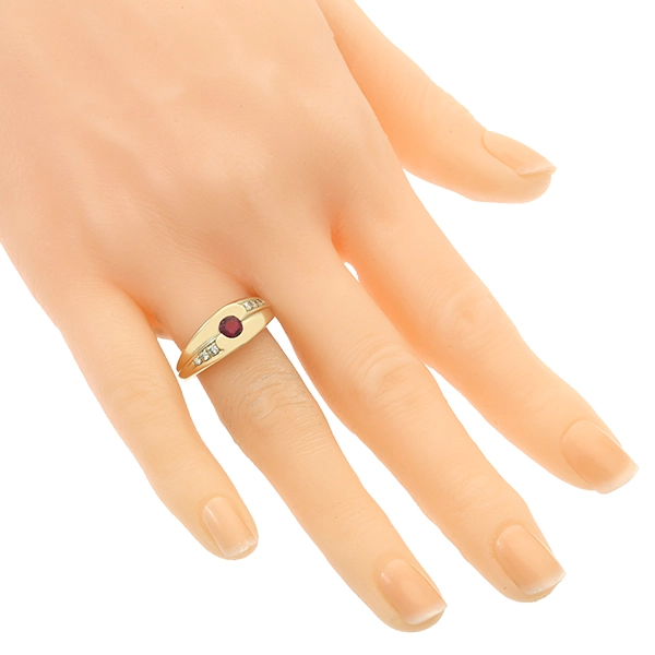 Ring, 14K, Gelbgold, Rubin, Brillanten