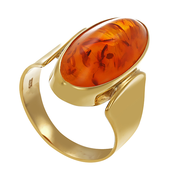 Ring, 8K, Gelbgold, Bernstein