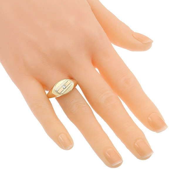 Herrenring, 14K, Gelbgold, Brillant