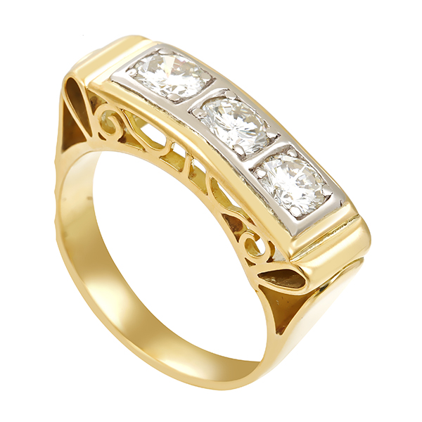 Diamantring, 14K, Gelb-/Weißgold, Brillanten 0,90 ct