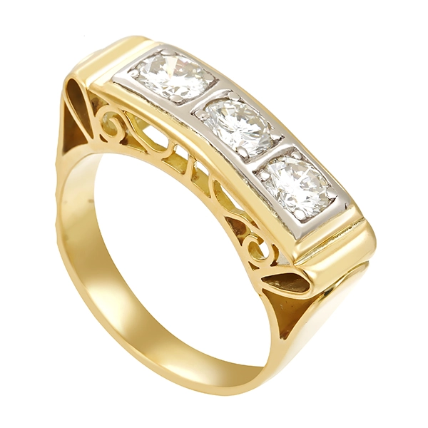Diamantring, 14K, Gelb-/Weißgold, Brillanten 0,90 ct