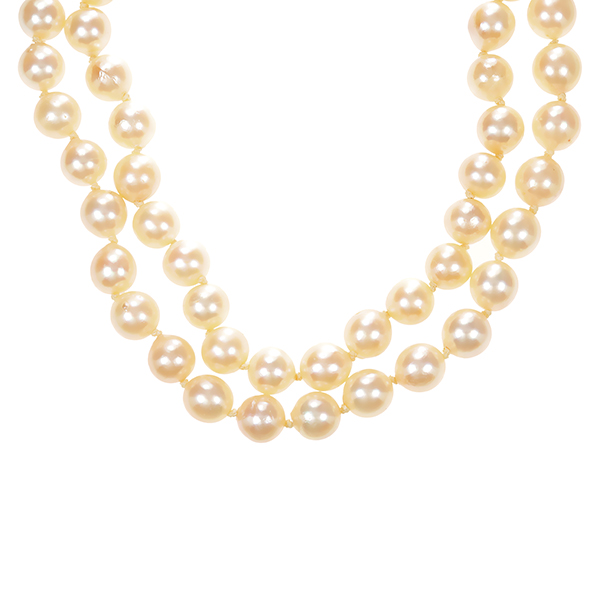 Perlenkette, 14K, Weißgold