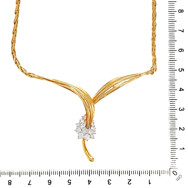 Collier, 18K, Gelb-/Weißgold, Brillanten 0,85 ct