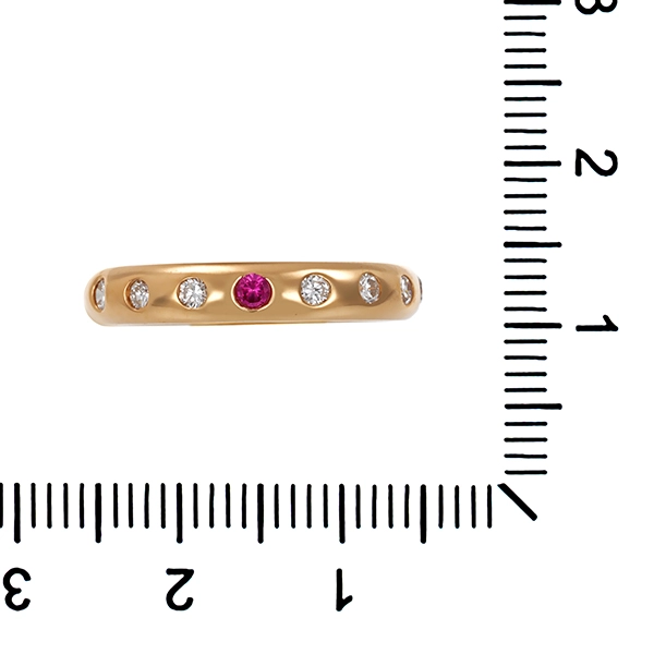 Ring, 14K, Gelbgold, Rubin, Brillanten 0,45 ct