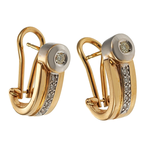 Clipstecker, 14K, Gelb-/Weißgold, Brillanten