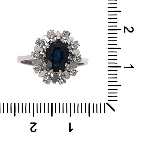 Ring, 14K, Weißgold, Brillanten, Saphir