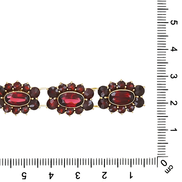 Armband, 8K, Gelbgold, Granat