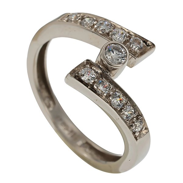 Ring, 14K, Weißgold, Zirkonia