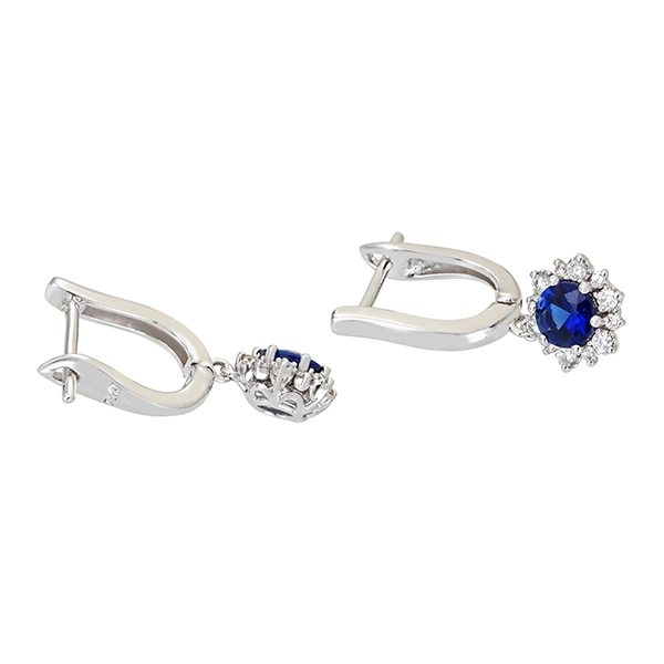 Ohrhänger, 18K, Weißgold, Saphire, Brillanten, 0,23ct