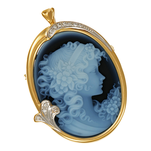 Anhänger, 18K, Gelb-/Weißgold, Gemme, Brillant