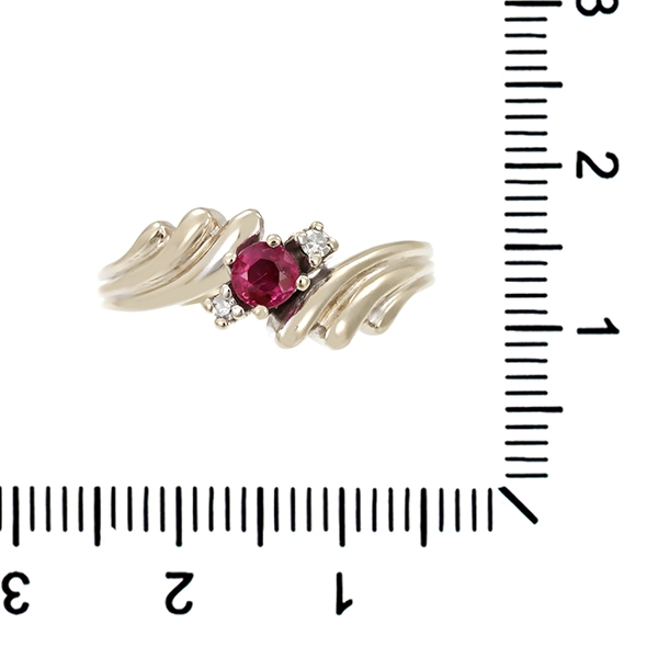 Ring, 14K, Weißgold, Rubin, Diamanten