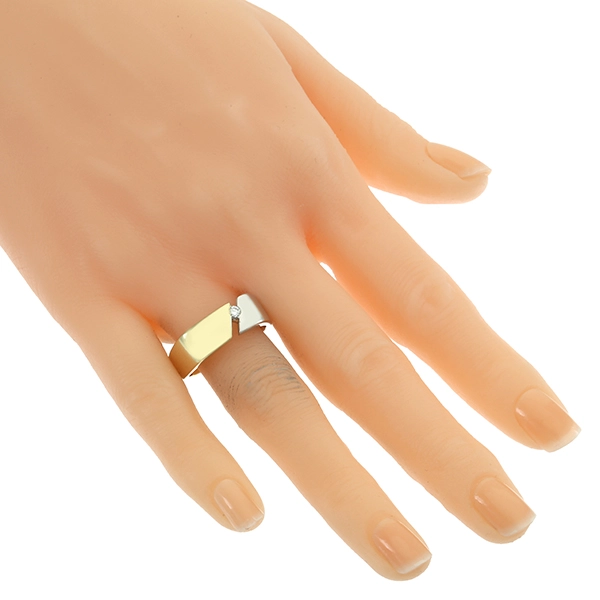 Herrenring, 14K, Gelb-/Weißgold, Brillant