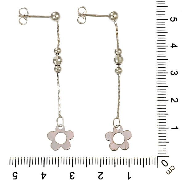 Ohrhänger, 14K, Weißgold, Blume