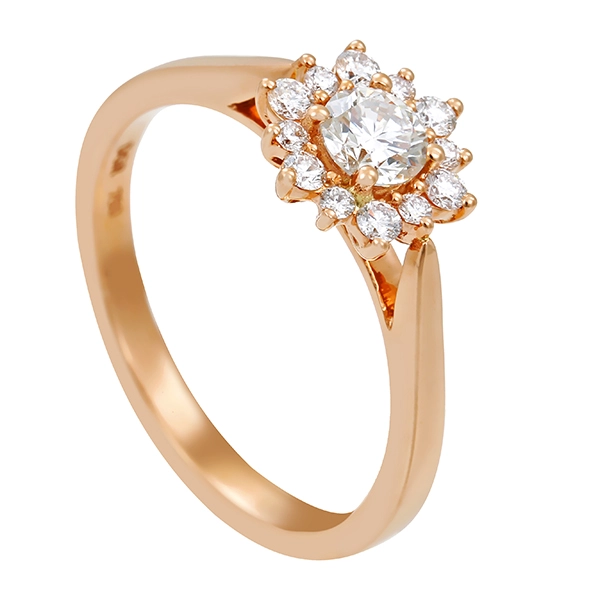 Diamantring, 18K, Rotgold, Brillanten 0,50 ct