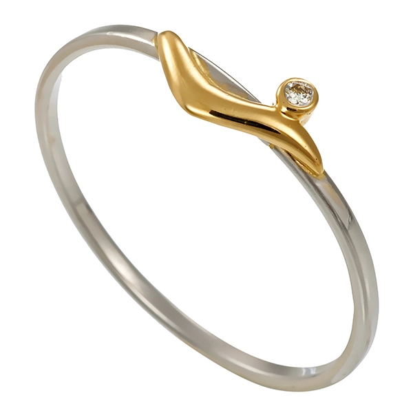 Diamantring, Pt950, Platin/Gelbgold, Brillant