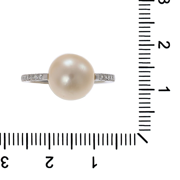 Ring, 18K, Weißgold, Brillanten, Perle