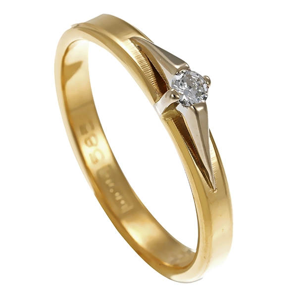 Diamantring, 14K, Gelb-/Weißgold, Brillant