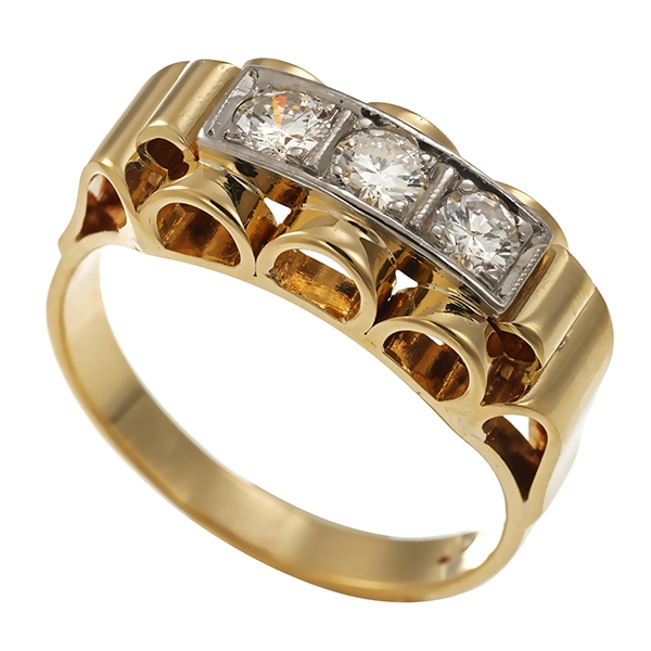 Diamantring, 14K, Gelb-/Weißgold, Brillanten 0,30 ct