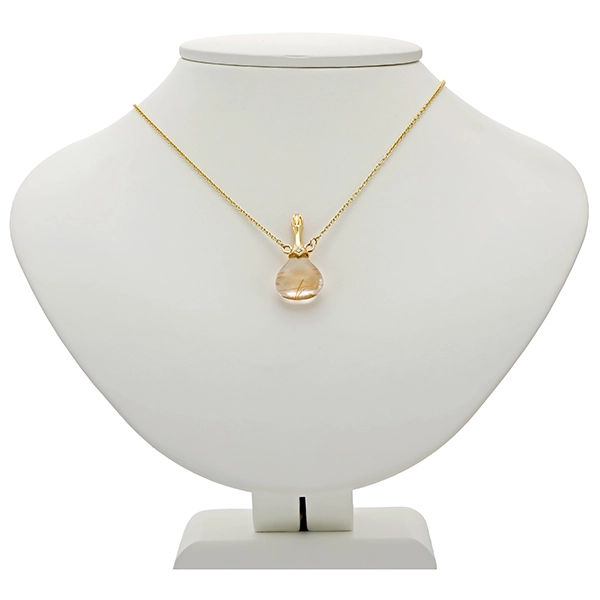 Collier,14K, Gelbgold, Rutilquarz, Brillant