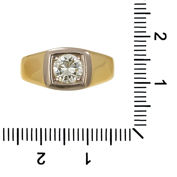 Herrenring, 14K, Gelb-/Weißgold, Brillant, ca. 0,90ct