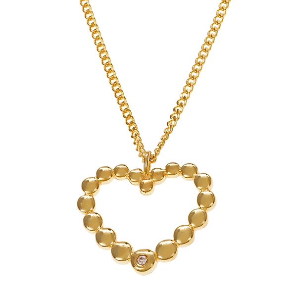 Collier, 9K, Gelbgold, Diamant