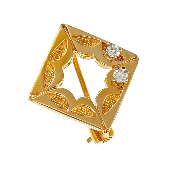 Brosche, 9K, Gelbgold, Diamanten