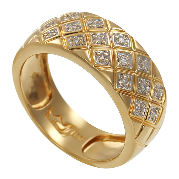Ring, 14K, Gelb-/Weißgold, Diamanten