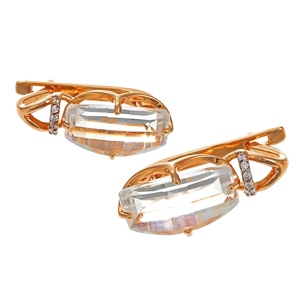 Ohrringe, 14K, Gelbgold, Quarz