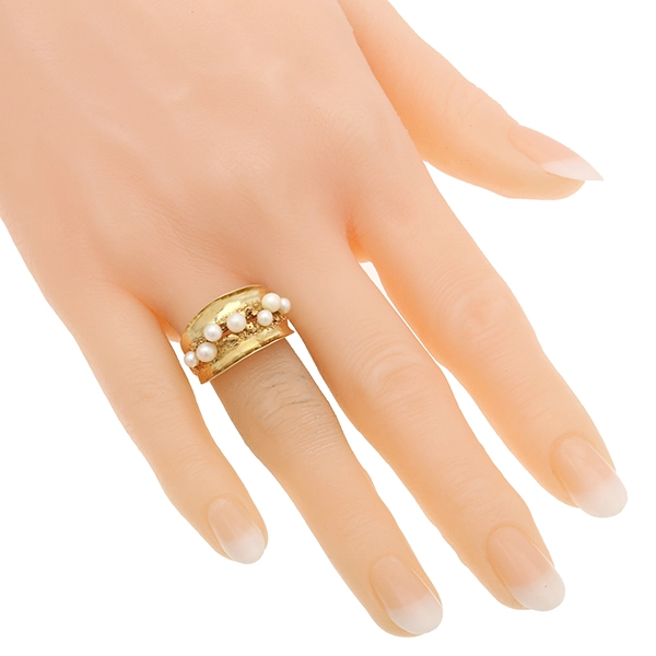 Ring, 14K, Gelbgold, Perlen