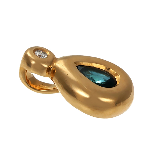 Anhänger, 14K, Gelbgold, Brillant, Saphir