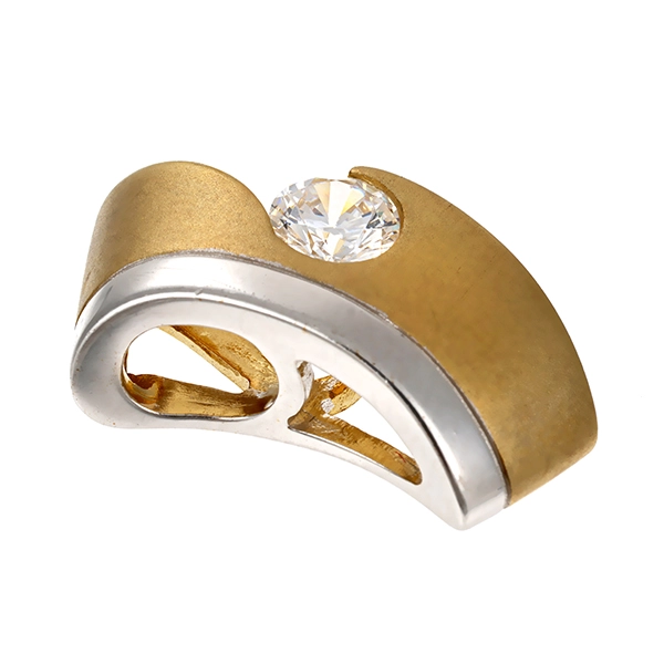 Anhänger, 9K, Gelb-/Weißgold, Zirkonia