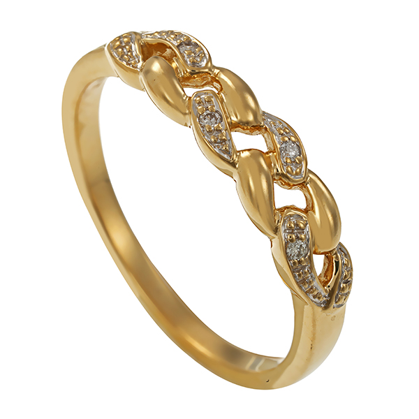 Diamantring, 9K, Gelb-/Weißgold, Brillanten