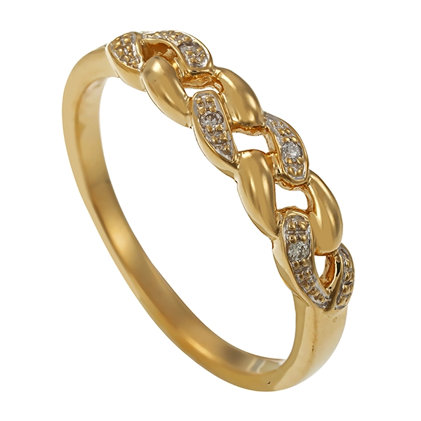 Diamantring, 9K, Gelb-/Weißgold, Brillanten