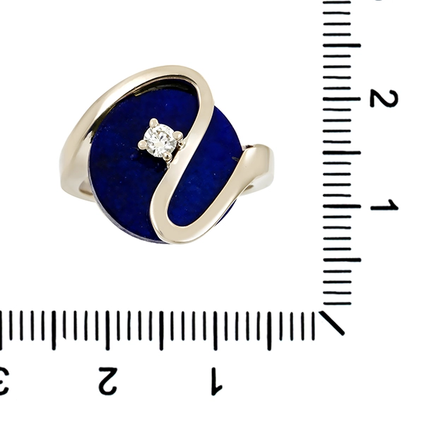 Ring, 14K, Weißgold, Lapis, Brillant