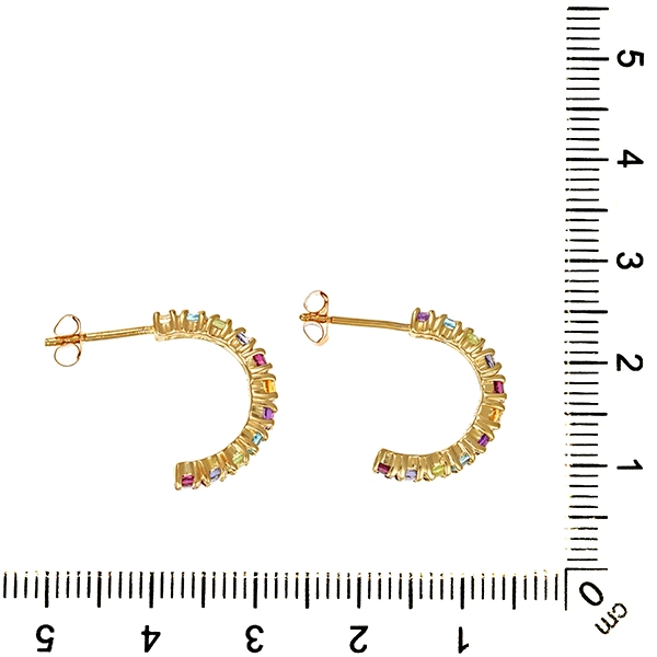Steckcreolen, 9K, Gelbgold, diverse Edelsteine