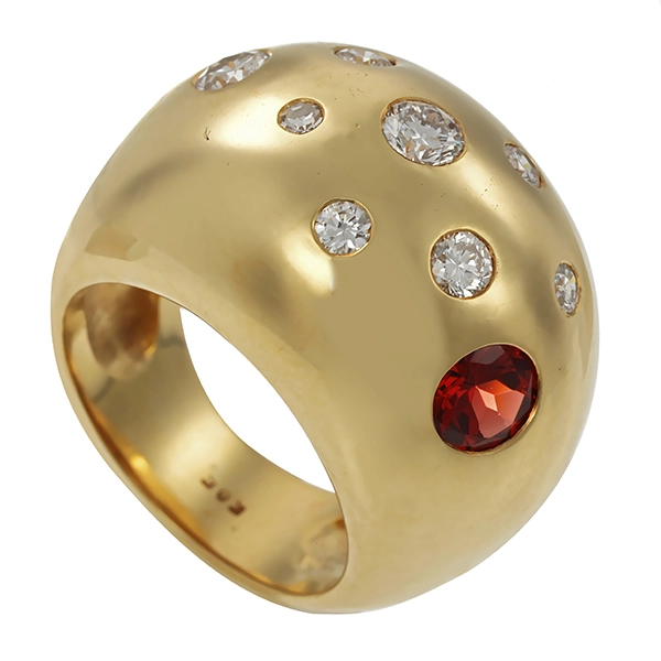 Ring, 14K, Gelbgold, Brillanten, Granat