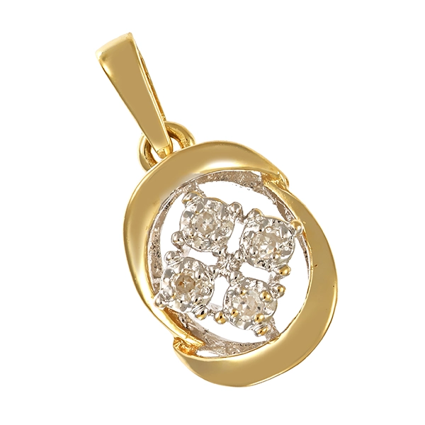 Anhänger, 14K, Gelb-/Weißgold, Diamanten
