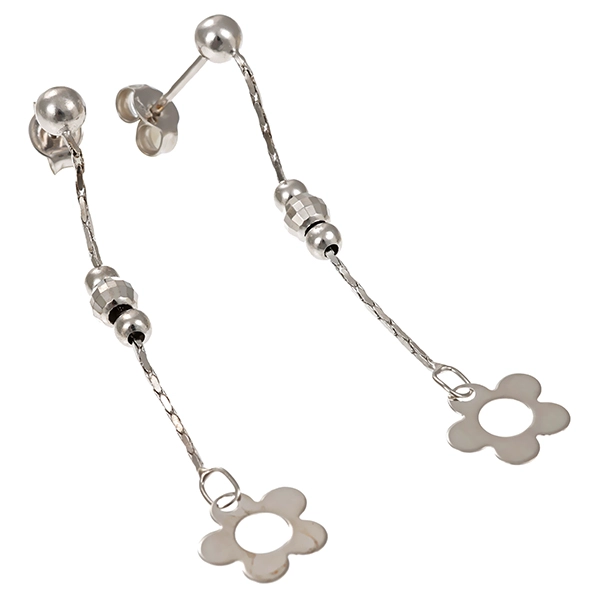 Ohrhänger, 14K, Weißgold, Blume