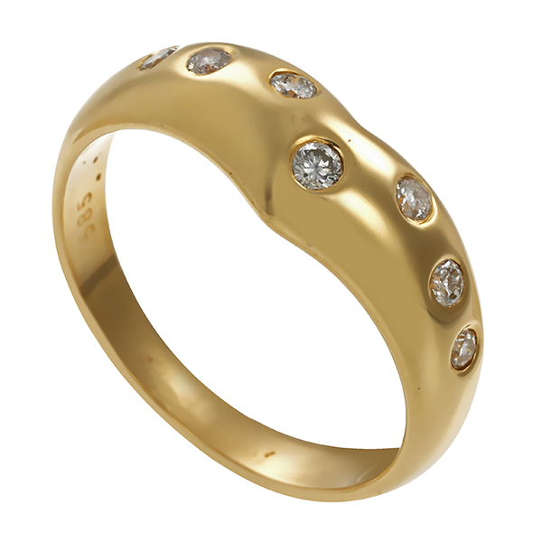 Ring, 14K, Gelbgold, Brillanten 