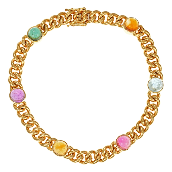 Armband, 18K, Gelbgold. Edelsteine, Panzer-