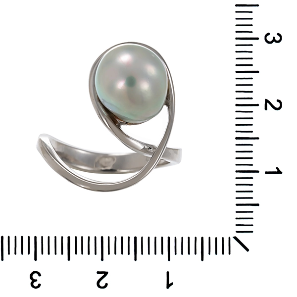 Ring, 18K, Weißgold, Zuchtperle