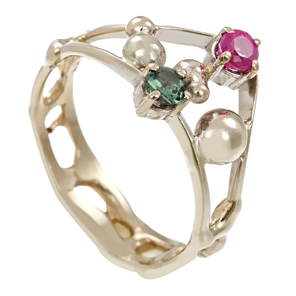 Ring, 18K, Weißgold, Turmalin, Rubin