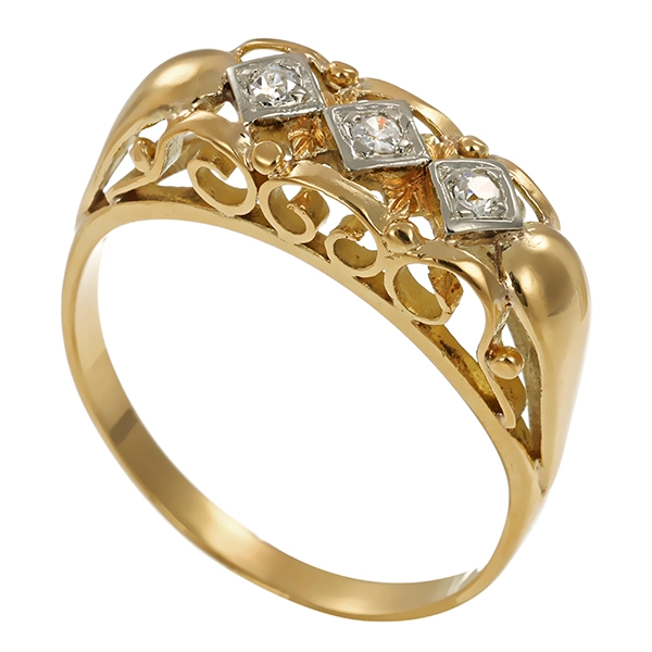 Diamantring, 14K, Gelbgold, Diamanten