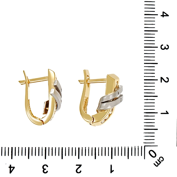 Creolen, 14K, Gelb-/Weißgold, Zirkonia