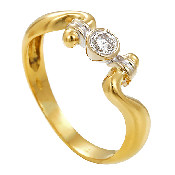 Diamantring, 18K, Gelb-/Weißgold, Brillant 0,10 ct