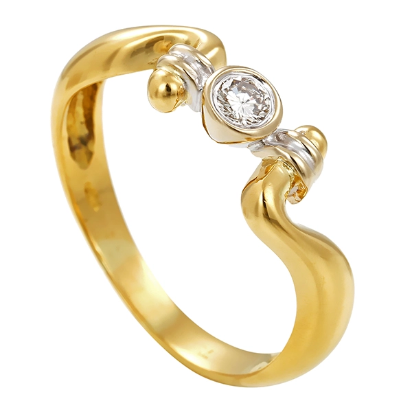 Diamantring, 18K, Gelb-/Weißgold, Brillant 0,10 ct